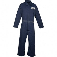 Oberon - Size 5XL, Navy Blue, Velcro Front Closure, Arc Flash Coverall - 62" Chest, Inherently Flame Resistant Aramid - Americas Industrial Supply
