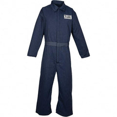Oberon - Size S, Navy Blue, Velcro Front Closure, Arc Flash Coverall - 36" Chest, Inherently Flame Resistant Aramid - Americas Industrial Supply