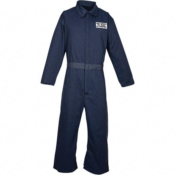 Oberon - Size 4XL, Navy Blue, Velcro Front Closure, Arc Flash Coverall - 58" Chest, Inherently Flame Resistant Aramid - Americas Industrial Supply
