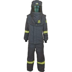 Oberon - Size M, 4 HRC, 18 oz Arc Flash Clothing Kit - 140 cal per Sq cm, Hood Protection, Bib Overalls - Americas Industrial Supply