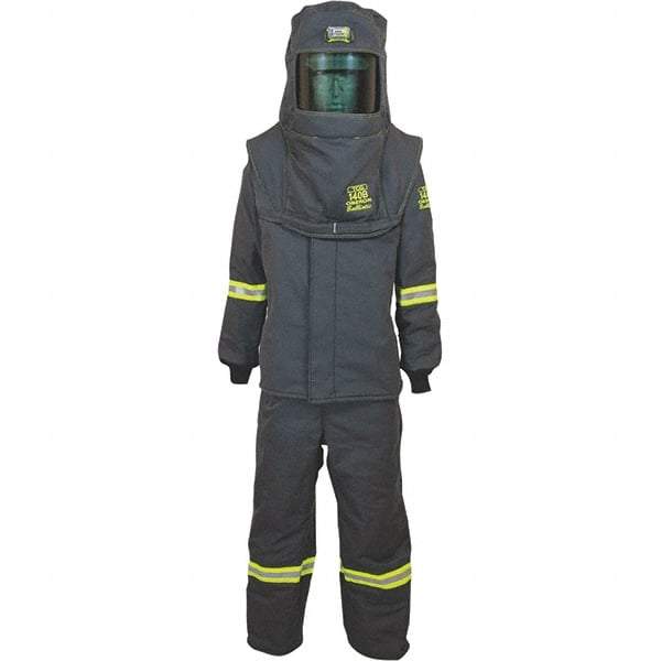 Oberon - Size L, 4 HRC, 18 oz Arc Flash Clothing Kit - 140 cal per Sq cm, Hood Protection, Bib Overalls - Americas Industrial Supply