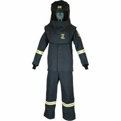 Oberon - Size XL, 3 HRC, 10.7 oz Arc Flash Clothing Kit - 27 cal per Sq cm, Hood Protection, Bib Overalls - Americas Industrial Supply