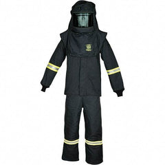 Oberon - Size L, 4 HRC, 16.5 oz Arc Flash Clothing Kit - 100 cal per Sq cm, Hood Protection, Bib Overalls - Americas Industrial Supply