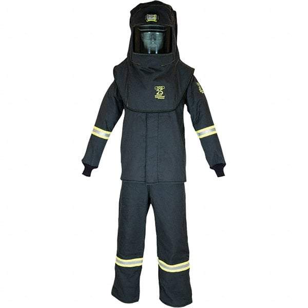 Oberon - Size M, 3 HRC, 10.7 oz Arc Flash Clothing Kit - 27 cal per Sq cm, Hood Protection, Bib Overalls - Americas Industrial Supply