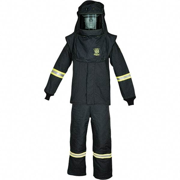 Oberon - Size 4XL, 4 HRC, 16.5 oz Arc Flash Clothing Kit - 100 cal per Sq cm, Hood Protection, Bib Overalls - Americas Industrial Supply