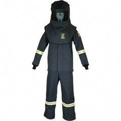 Oberon - Size 4XL, 4 HRC, 12.5 oz Arc Flash Clothing Kit - 76 cal per Sq cm, Hood Protection, Bib Overalls - Americas Industrial Supply