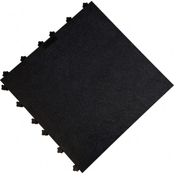Ergo Advantage - 18" Long x 18" Wide x 1" Thick, Anti-Fatigue Modular Matting Anti-Fatigue Flooring - 2 Interlocking Sides, Black, For Dry Areas - Americas Industrial Supply