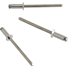 STANLEY Engineered Fastening - Size 4 Countersunk Head Aluminum Open End Blind Rivet - Steel Mandrel, 0.126" to 0.187" Grip, 1/8" Head Diam, 0.129" to 0.133" Hole Diam, 0.078" Body Diam - Americas Industrial Supply