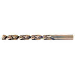 5.00mm RHS / RHC HSS-CO 8% (M42) 135 Degree Split Point Q-Cobalt Wide Land Parabolic Jobber Drill - Straw / Gold Oxide - Exact Industrial Supply