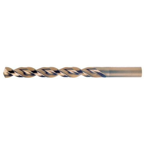 11/64 RHS / RHC HSS-CO 8% (M42) 135 Degree Split Point Q-Cobalt Wide Land Parabolic Jobber Drill - Straw / Gold Oxide - Exact Industrial Supply