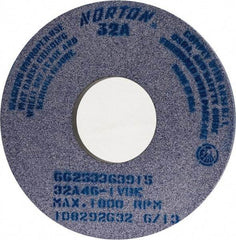 Norton - 14" Diam x 5" Hole x 1" Thick, I Hardness, 46 Grit Surface Grinding Wheel - Aluminum Oxide, Type 1, Coarse Grade, 1,800 Max RPM, Vitrified Bond, No Recess - Americas Industrial Supply