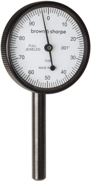 TESA Brown & Sharpe - 0.2 Inch Range, 0.001 Inch Dial Graduation, Dial Test Indicator - 1-1/2 Inch, 0-100 Dial Reading - Americas Industrial Supply