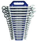 16 Piece - Reversible Ratcheting Combo Wrench Set - Tray Pack - Americas Industrial Supply