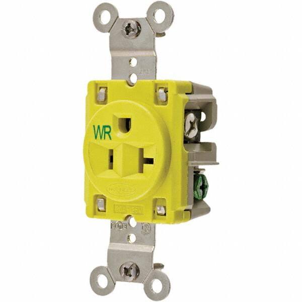 Hubbell Wiring Device-Kellems - 125V 20A NEMA 5-20R Marine Grade Yellow Straight Blade Single Receptacle - Americas Industrial Supply