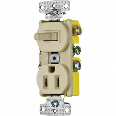 Hubbell Wiring Device-Kellems - Combination Wall Switch & Receptacles Combination Switch/Receptacle Type: Combination Outlet & Switch Color: Ivory - Americas Industrial Supply