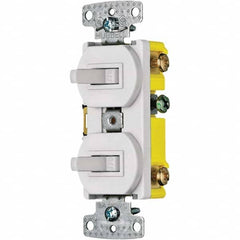 Hubbell Wiring Device-Kellems - Combination Wall Switch & Receptacles Combination Switch/Receptacle Type: Toggle Switch Color: White - Americas Industrial Supply