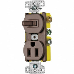 Hubbell Wiring Device-Kellems - Combination Wall Switch & Receptacles Combination Switch/Receptacle Type: Combination Outlet & Switch Color: Brown - Americas Industrial Supply