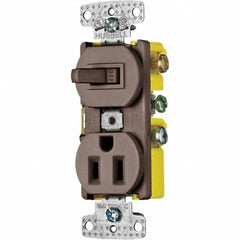 Hubbell Wiring Device-Kellems - Combination Wall Switch & Receptacles Combination Switch/Receptacle Type: Combination Outlet & Switch Color: Brown - Americas Industrial Supply