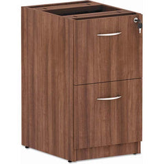 Pedestal File Cabinet: 2 Drawers, Woodgrain Laminate, Modern Walnut 28-1/2″ OAH, 20-1/2″ OAD