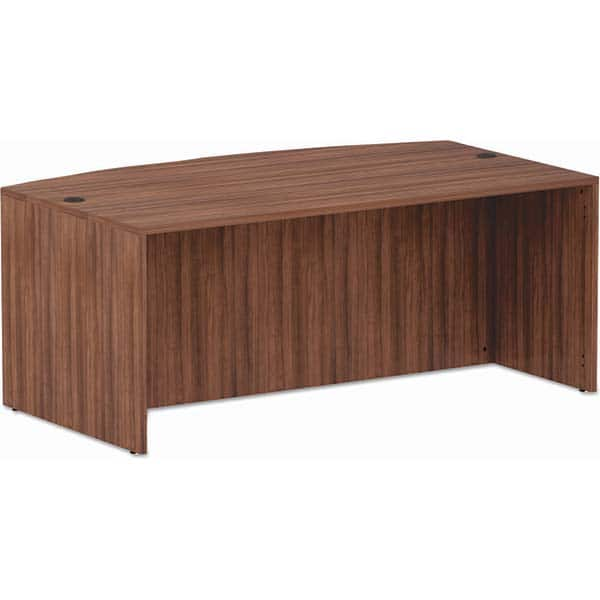 ALERA - Office Desks Type: Bow Front Desk Sheel Color: Modern Walnut - Americas Industrial Supply