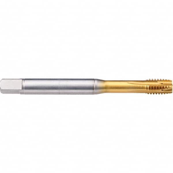 Emuge - M6x1.00 Metric 6G 0 Flute TiN-70 Finish Powdered Metal Spiral Point Tap - Americas Industrial Supply