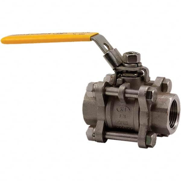 3-Piece Manual Ball Valve: 1/4″ Pipe, Full Port FNPT x FNPT