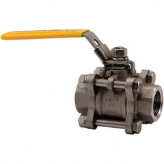 3-Piece Manual Ball Valve: 1/4″ Pipe, Full Port FNPT x FNPT