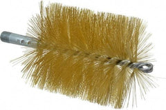 Schaefer Brush - 4-1/2" Brush Length, 4" Diam, Double Stem, Single Spiral Tube Brush - 8" Long, Brass, 1/4" NPSM Male Connection - Americas Industrial Supply