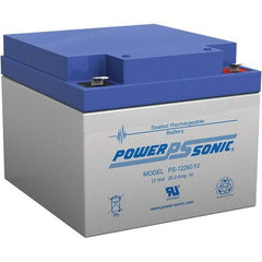 Power-Sonic - Lead-Acid, Quick-Disconnect Tab Terminal, 12 Volt, 26 Amp, Lead Rechargeable Battery - 1/4" Tab Width x 0.8mm Tab Thickness, 6.97" Wide x 4.92" High x 6.56" Deep - Americas Industrial Supply