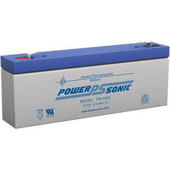 Power-Sonic - Lead-Acid, Quick-Disconnect Tab Terminal, 12 Volt, 2.5 Amp, Lead Rechargeable Battery - 3/16" Tab Width x 0.8mm Tab Thickness, 1.38" Wide x 2.36" High x 7" Deep - Americas Industrial Supply
