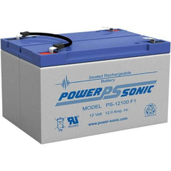 Power-Sonic - Lead-Acid, Quick-Disconnect Tab Terminal, 12 Volt, 12 Amp, Lead Rechargeable Battery - 3/16" Tab Width x 0.8mm Tab Thickness, 4" Wide x 3.7" High x 5.95" Deep - Americas Industrial Supply