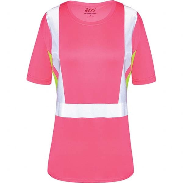 GSS Safety - Size XL Pink, Lime & Silver High Visibility Short Sleeve T-Shirt - Americas Industrial Supply