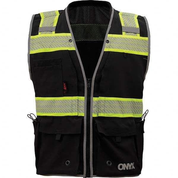 GSS Safety - Size M Black Mesh/Solid General Purpose High Visibility Vest - Americas Industrial Supply