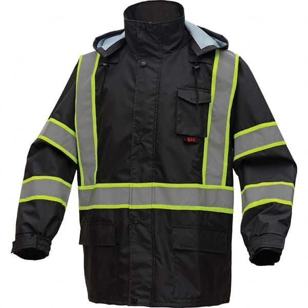GSS Safety - Size 2X/3XL Black Waterproof Rain Jacket - Americas Industrial Supply
