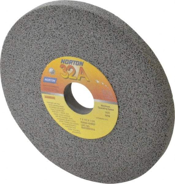 Norton - 7" Diam x 1-1/4" Hole x 1/2" Thick, H Hardness, 60 Grit Surface Grinding Wheel - Aluminum Oxide, Type 1, Medium Grade, 3,600 Max RPM, Vitrified Bond, No Recess - Americas Industrial Supply