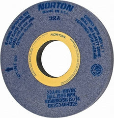 Norton - 16" Diam x 5" Hole x 1-1/2" Wide Centerless & Cylindrical Grinding Wheel - 46 Grit, Aluminum Oxide, Type 1, Coarse Grade, Vitrified Bond, No Recess - Americas Industrial Supply