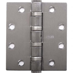 Stanley - 4-1/2" Long x 5" Wide Grade 1 304 Stainless Steel Full Mortise Ball Bearing Commercial Hinge - Americas Industrial Supply