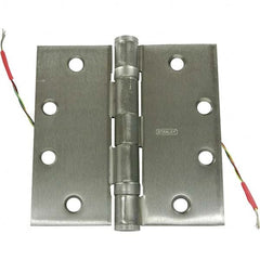 Stanley - 4" Long x 4-1/2" Wide Grade 1 Steel Full Mortise, Concealed Electric Commercial Hinge - Americas Industrial Supply