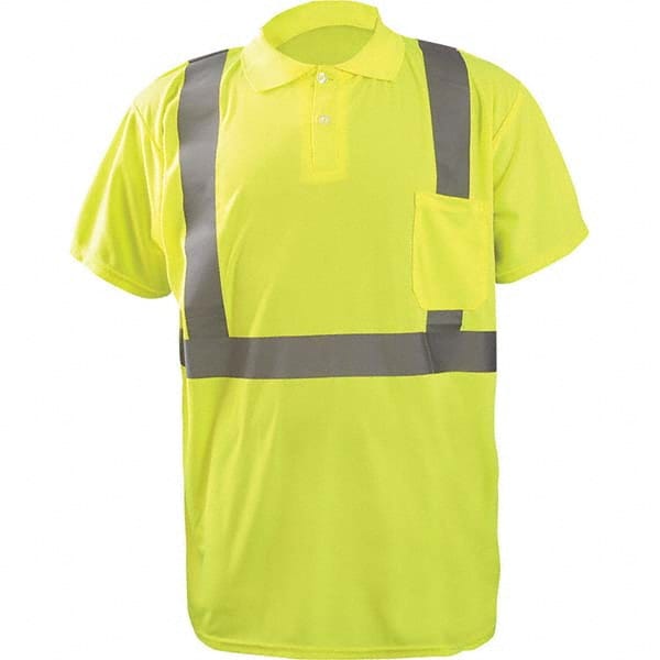 OccuNomix - Size 5XL Hi-Vis Yellow High Visibility Short Sleeve Polo Shirt - Americas Industrial Supply