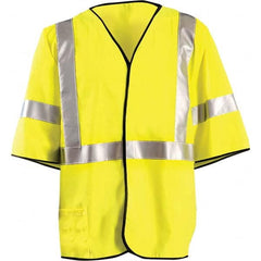 OccuNomix - Size L Flame Resistant Hi-Vis Yellow Mesh General Purpose High Visibility Vest - Americas Industrial Supply