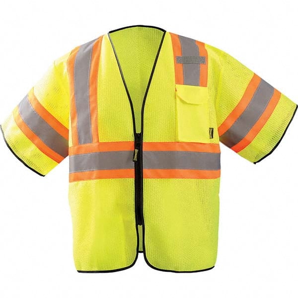 OccuNomix - Size L/XL Hi-Vis Yellow Mesh General Purpose High Visibility Vest - Americas Industrial Supply