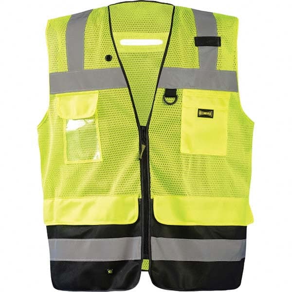 OccuNomix - Size 4XL Hi-Vis Yellow Mesh Surveyor's High Visibility Vest - Americas Industrial Supply