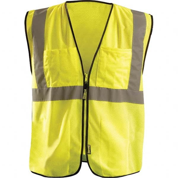 OccuNomix - Size 4X/5X L Hi-Vis Yellow Mesh Surveyor's High Visibility Vest - Americas Industrial Supply