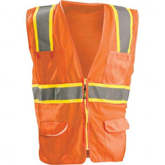 OccuNomix - Size 4XL HI-Vis Orange Mesh/Solid Surveyor's High Visibility Vest - Americas Industrial Supply