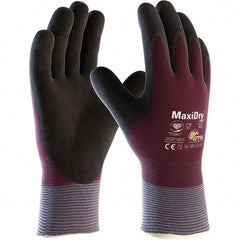 ATG - Size S Nitrile Coated Nylon/Lycra Abrasion Protection Work Gloves - For Cold Weather, Palm & Fingers Coated, Knit Wrist Cuff, Purple/Black, Paired - Americas Industrial Supply
