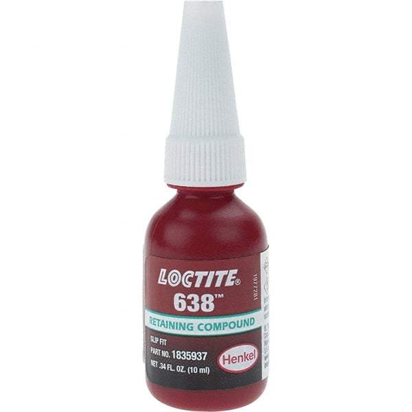 Loctite - 10 mL, Red, High Strength Retaining Compound - Series 638 - Americas Industrial Supply