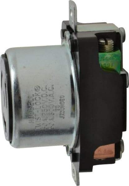 Hubbell Wiring Device-Kellems - 250 VDC, 600 VAC, 50 Amp, Self Grounding Receptacle - 3 Poles, 4 Wire, Female End, Black - Americas Industrial Supply