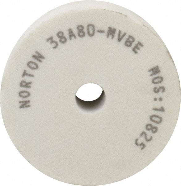 Norton - 80 Grit Aluminum Oxide Type 1 Internal Grinding Wheel - 3" Diam x 1/2" Hole x 1" Thick, 10,825 Max RPM, Type 1 Medium Grade, M Hardness, Vitrified Bond, No Recess - Americas Industrial Supply