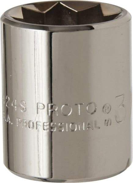 Proto - 3/4", 1/2" Drive, Standard Hand Socket - 8 Points, 1-1/2" OAL, Alloy Steel, Chrome Finish - Americas Industrial Supply