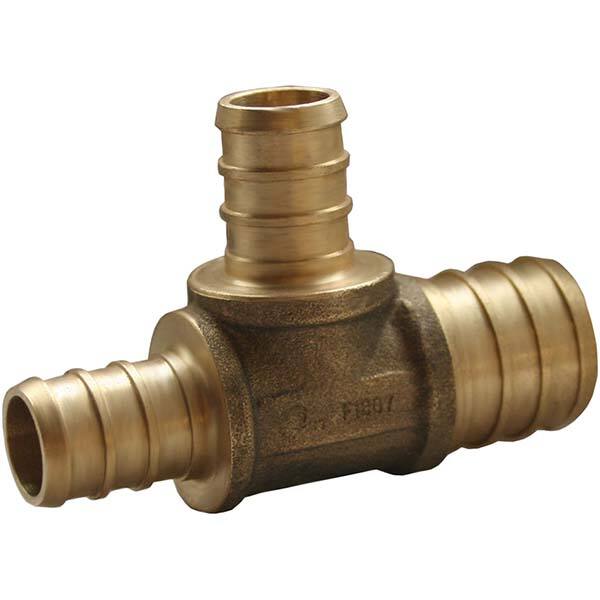 Jones Stephens - Brass & Chrome Pipe Fittings Type: Tee Fitting Size: 3/4 x 3/4 x 1/2 - Americas Industrial Supply